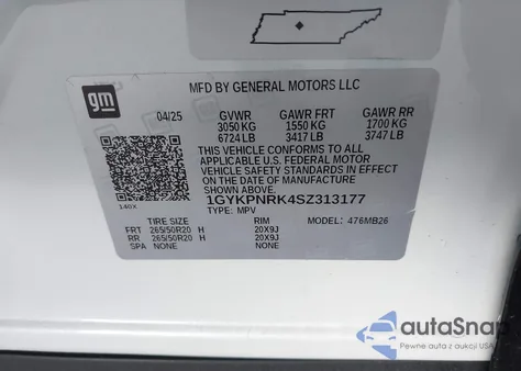 2025 Cadillac Lyriq Luxury 1 Rwd from USA, damaged, VIN 1GYKPNRK4SZ313177